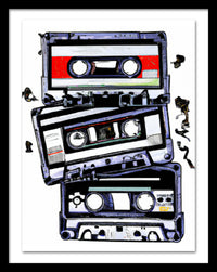 A poster that depicts three cassette tapes