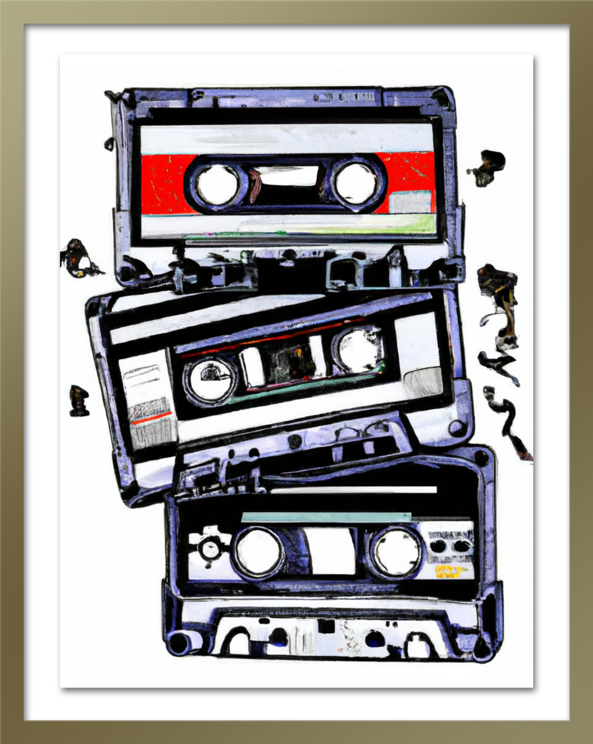 A poster that depicts three cassette tapes