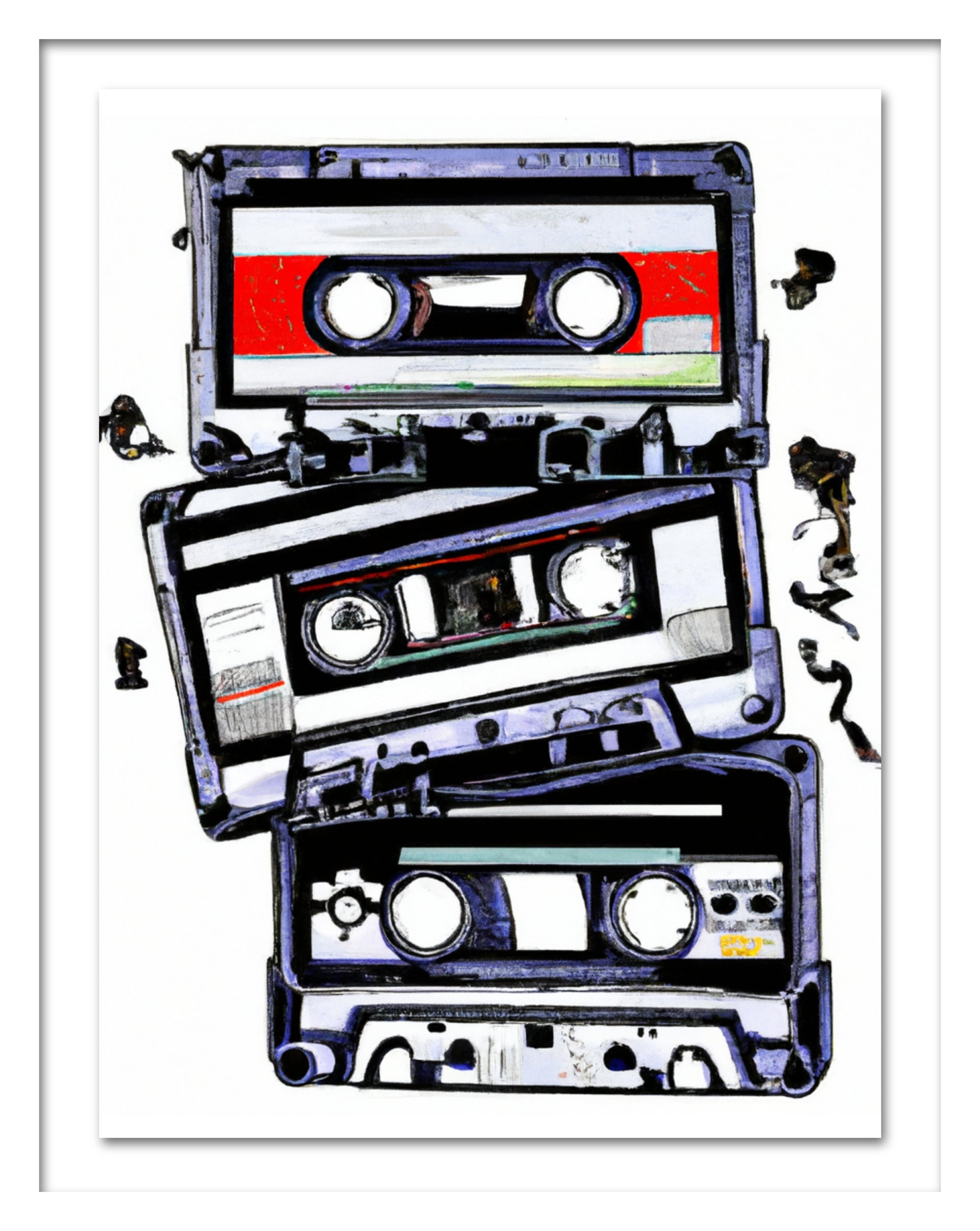 A poster that depicts three cassette tapes